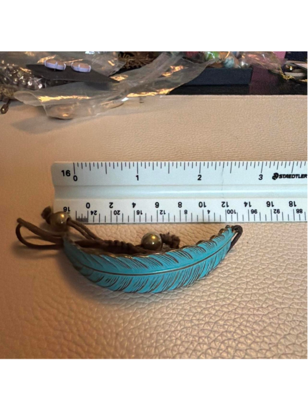 Blue feather bracelet with brown leather and silver beads #boho #western
